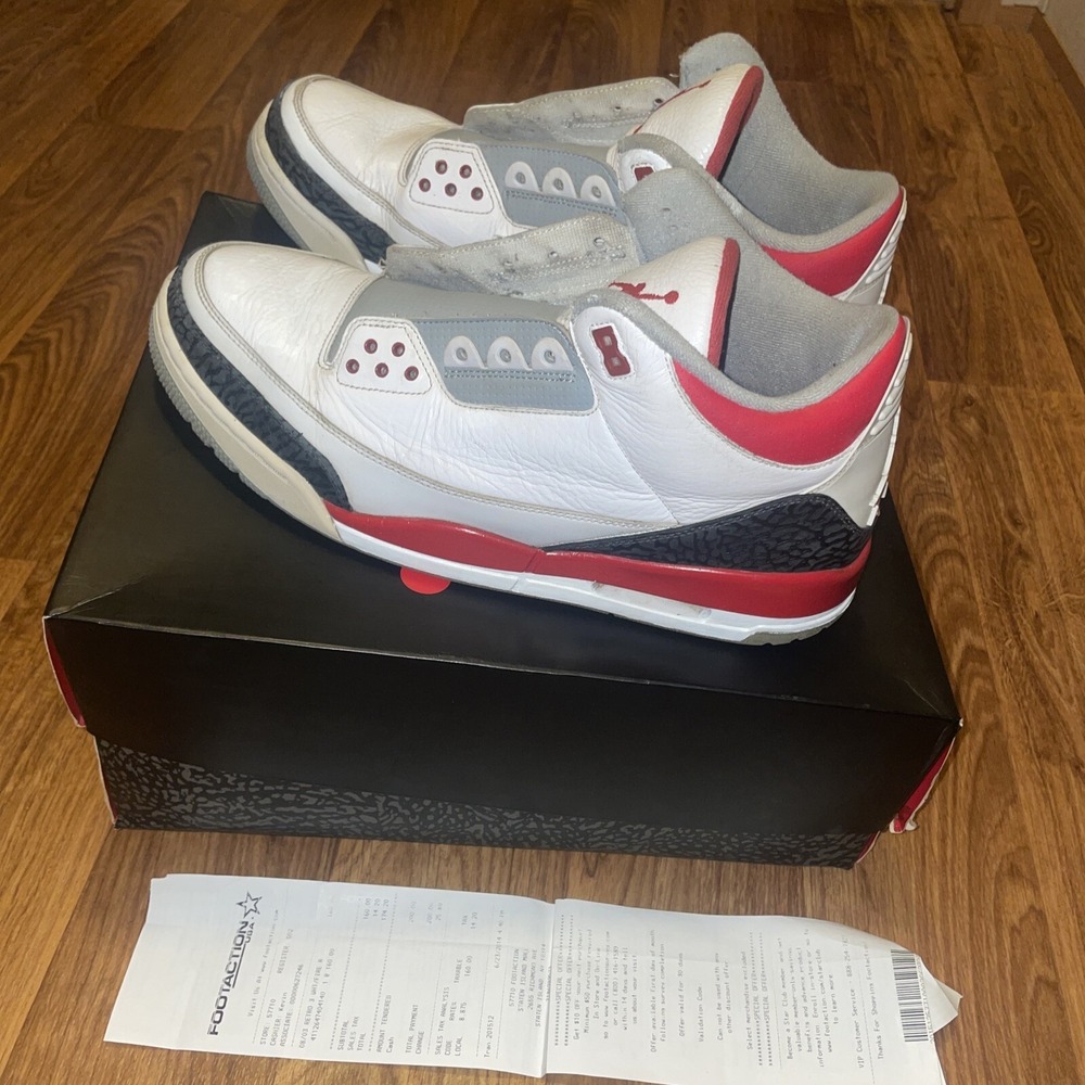 NIKE AIR JORDAN III RETRO 3 FIRE RED WHITE BLACK 2013 RARE‎ 136064-120 (SIZE 14)